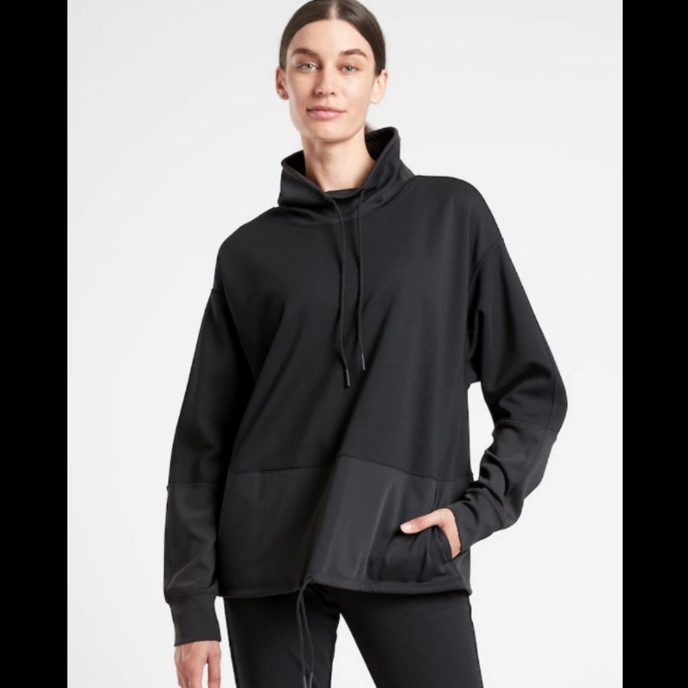 NWT Athleta Hermosa Mock Neck Sweatshirt // Black